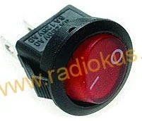 Kolébkový spínač 3A / 250V , červený , 16 mm , aretovaný , bez prosvětlení