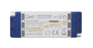 Síťový napájecí zdroj 12V/ 3,3A / 40W GETI GPS40, IP20 , kryté svorky