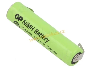 NiMh 1,2V / 700mAh AAA nabíjecí baterie s letovacími vývody , GP Batteries