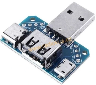 USB A male+female, micro, C, adaptér na plošném spoji XY-USB4