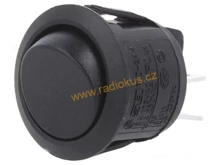 Kolébkový spínač 10A / 250V , černý , 24 mm , aretovaný
